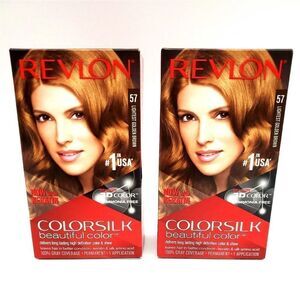 LOT OF 2: REVLON COLORSILK Beautiful Permanent Color - #57 LIGHTEST GOLDEN BROWN